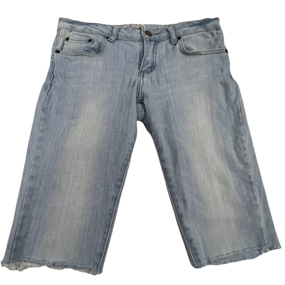 Two Pair Bundle Denim Cut Off Shorts Size 1 & 2 Blue White Measurements Included